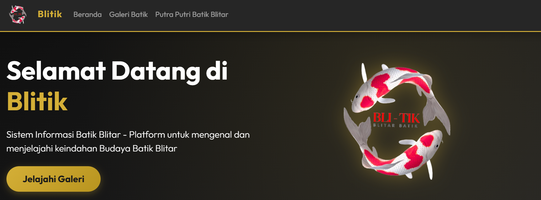 Tampilan antarmuka website Blitik yang menampilkan galeri motif batik Blitar